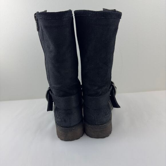 UGG Silva‎ black suede Moto boots W-6 - Picture 3 of 10